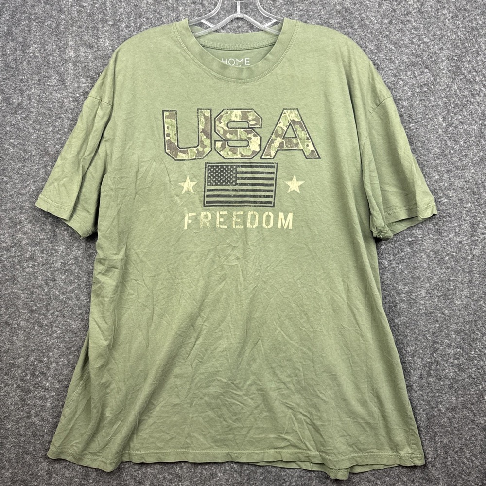 Home Of The Brave T-Shirt‎ Men's 2XL Green USA Freedom